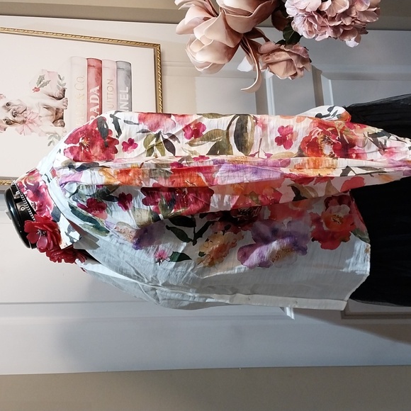 Nwt XL & Large JOIE Sheer White Floral Button Down Shirt - Picture 9 of 16